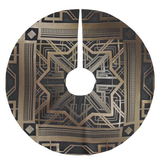 アートデコ,新しい,金ゴールド,ブラック,シック,エレガントヴィンテージ ブラッシュドポリエステルツリースカート (正面)