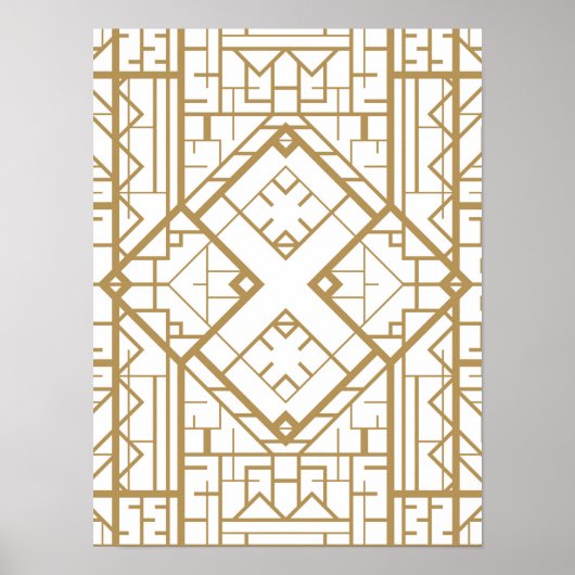 アートデコ，新しい,金ゴールド，白エレガント，シック，パターン，t ポスター (正面)