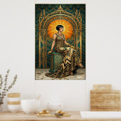 アートデコ 桜の木の王座 ゴールド ポスター (キッチン)