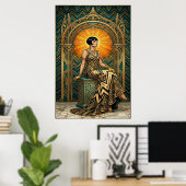 アートデコ 桜の木の王座 ゴールド ポスター (ホームオフィス)