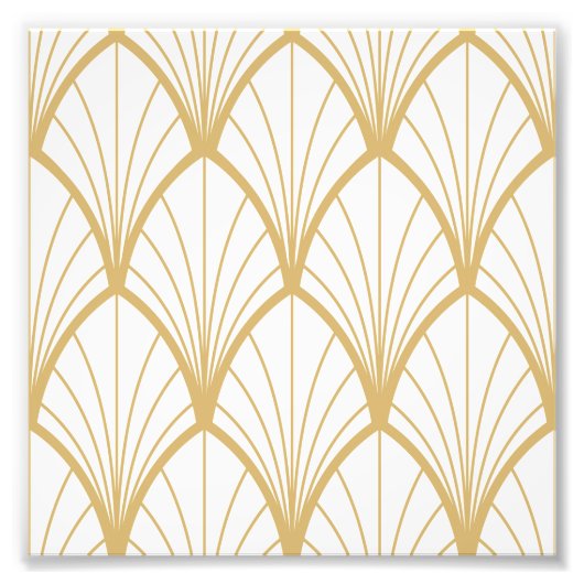 アートデコ,美しい,ファンパターン,金ゴールド,白,ヴィンタグ フォトプリント (正面)