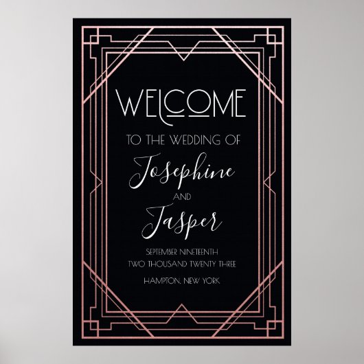 アートデコ 1920年代 ブラック&ローズゴールド ウェルカムサイン ポスター (正面)