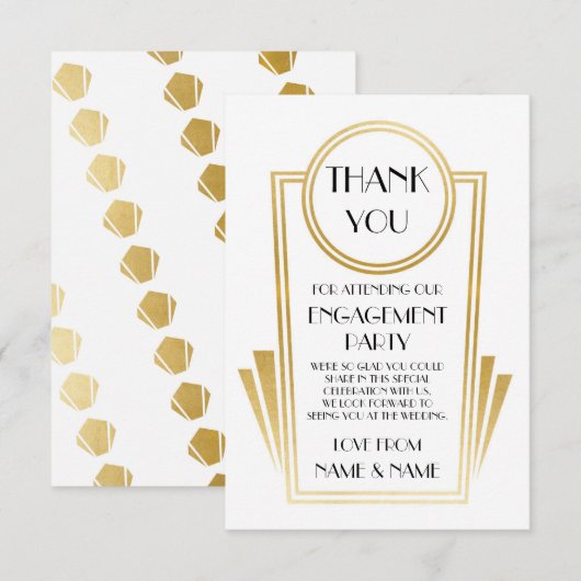 アートデコ 20年代 結婚 婚約 お礼 ウェディング カード (正面/裏面)