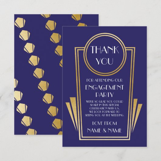 アートデコ 20年代 結婚 婚約 お礼 ウェディング カード (正面/裏面)