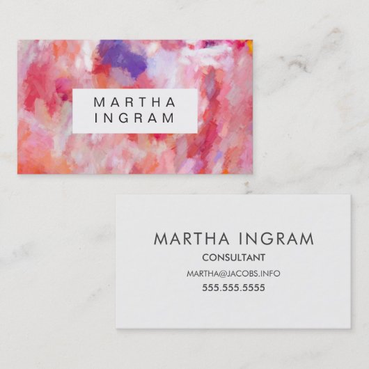 アートデザイン絵を描抽象芸術ブライトパープルピンク 名刺 (正面/裏面)