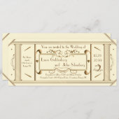 アートデ結婚コのチケット,アイボリー,バックアイボリー 招待状 (正面/裏面)