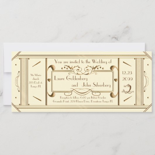 アートデ結婚コのチケット,アイボリー,バックアイボリー 招待状 (正面)