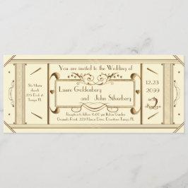 アートデ結婚コのチケット,アイボリー，バックアイボリー 招待状