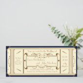 アートデ結婚コのチケット,アイボリー，バックブラック 招待状 (スタンド正面)