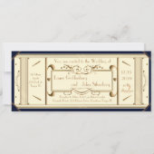 アートデ結婚コのチケット,アイボリー，バックブラック 招待状 (正面)