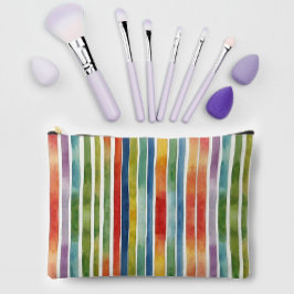 アートトレンディーレインボーカラフルストライプパターン アクセサリーポーチ