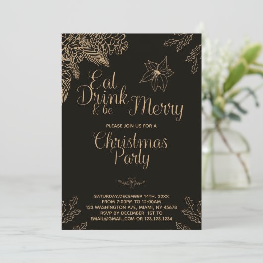 アートドリンク食べベメリークリスマスパーティの招待状 招待状 (スタンド正面)