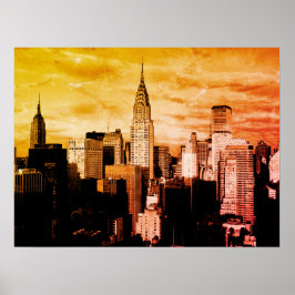 アートニューポップ・アートのヨークシティインクスケッチ ポスター