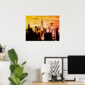 アートニューポップ・アートのヨークシティインクスケッチ ポスター (ホームオフィス)