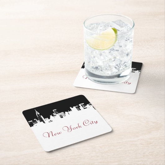 アートニューポップ・アートのヨークシティパノラマポスター スクエアペーパーコースター (インサイチュ)