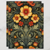 アートヌーヴォーヴィンテージフローラスクラップブックの背景 (正面/裏面)