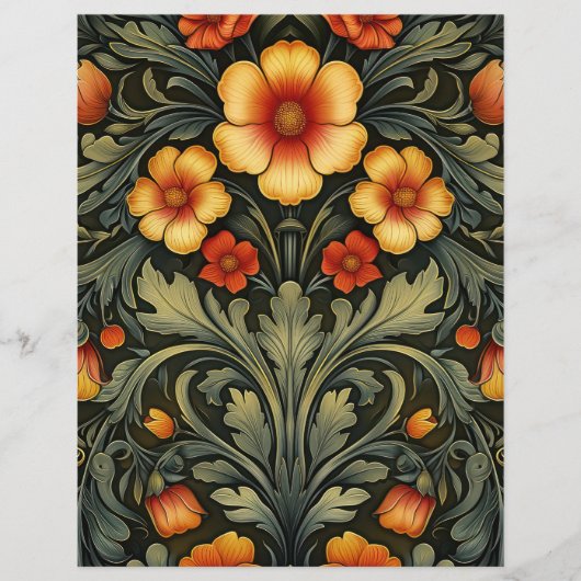 アートヌーヴォーヴィンテージフローラスクラップブックの背景 (正面)