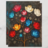 アートヌーヴォーヴィンテージフローラスクラップブックの背景 (正面/裏面)