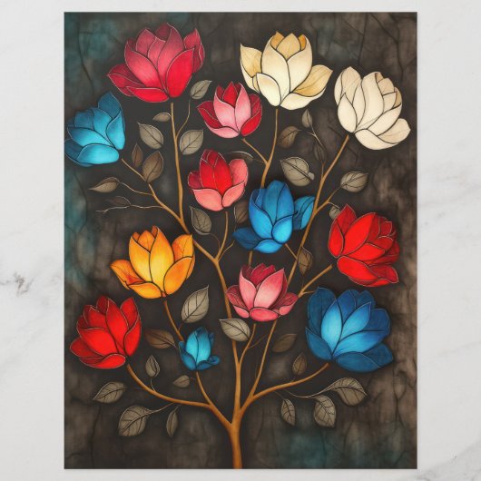 アートヌーヴォーヴィンテージフローラスクラップブックの背景 (正面)