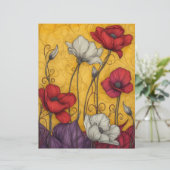 アートヌーヴォーヴィンテージポピーズオレンジホワイトレッド (スタンド正面)