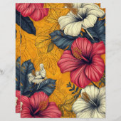 アートヌーヴォーヴィンテージ熱帯花オレンジピンク (正面/裏面)