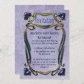 アートノボー金ゴールド&ブルー 招待状 (正面/裏面)