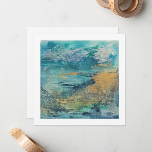 アートノートカード抽象芸術アートポスカード海。3日目 ノートカード (正面/裏面インサイチュ)