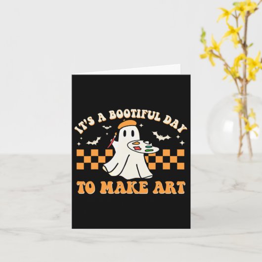 アートハロウィーンアートテアックを作るのは楽しい一日だ カード (黄色い花)