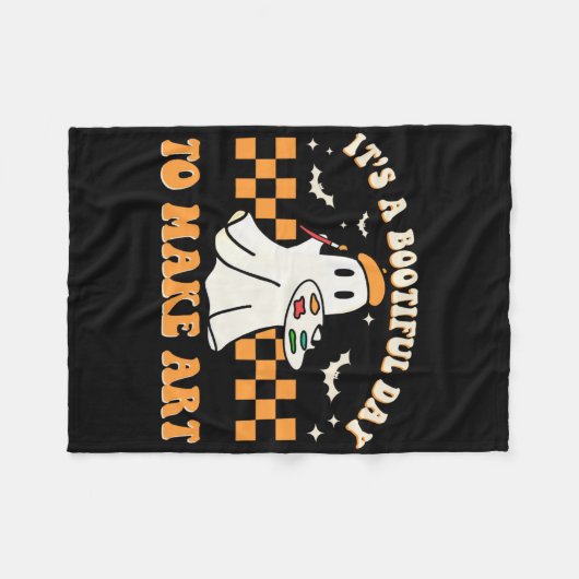 アートハロウィーンアートテアックを作るのは楽しい一日だ フリースブランケット (正面(横))