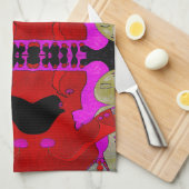 アートハンドタオルまたは赤と黒の布 キッチンタオル (四つ折り)