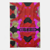 アートハンドタオルまたは赤と黒の布 キッチンタオル (縦)