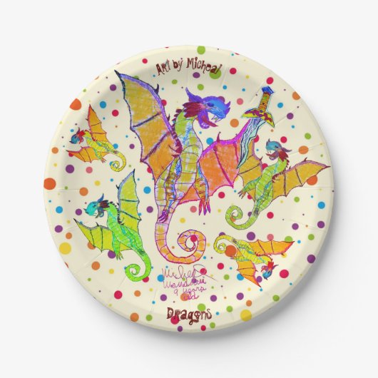 アートバイミシェルドラゴンズ紙プレート ペーパープレート (正面)