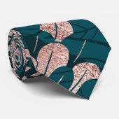 アートバラモダン金ゴールドエメラルドグリーンフラワーズ ネクタイ (ロール)