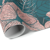 アートバラモダン金ゴールドエメラルドグリーンフラワーズ ラッピングペーパー (ロールコーナー)