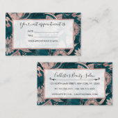 アートバラモダン金ゴールドエメラルドグリーンフラワーズ 予約カード (正面/裏面)