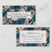 アートバラモダン金ゴールドエメラルドグリーンフラワーズ 名刺 (正面/裏面)