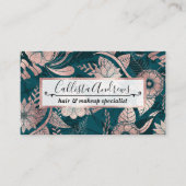 アートバラモダン金ゴールドエメラルドグリーンフラワーズ 名刺 (正面)