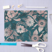 アートバラモダン金ゴールドエメラルドグリーンフラワーズ 薄葉紙 (クラフト)