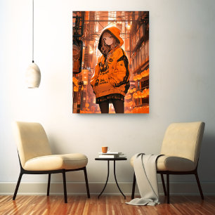 アートパネル Art Panel｜ハロウィンカラー 寿司娘 GenerativeAI キャンバスプリント