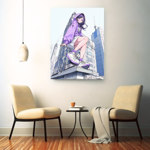 アートパネル Art Panel|パープル JK Purple 寿司娘 GenerativeAI キャンバスプリント
