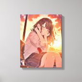 アートパネル Art Panel｜夕日JK 寿司娘 GenerativeAI キャンバスプリント (正面)