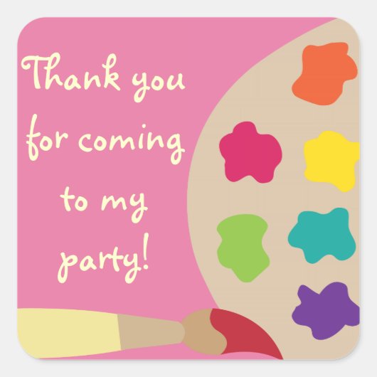 アートパレットステッカー – ピンク スクエアシール (正面)