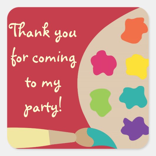 アートパレットステッカー – 赤 スクエアシール (正面)