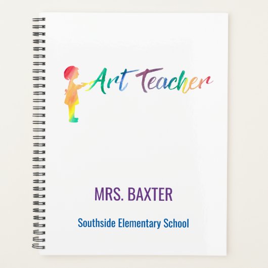 アートパーソナライズされた先生レインボーウォーターカラーアーティスト プランナー手帳 (正面)