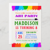 アートパーティの招待状アート誕生日パーティー招待状 招待状 (正面/裏面)