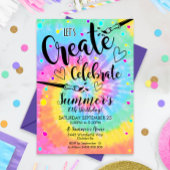 アートパーティの招待状絞り染め絵を描パーティーレインボー 招待状