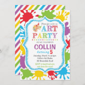 アートパーティの招待状/アートパーティー誕生日招待状 招待状 (正面/裏面)