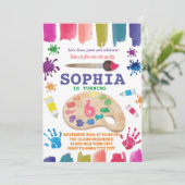 アートパーティーのドレスは混乱の絵を描誕生日 招待状 (スタンド正面)