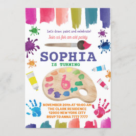 アートパーティーのドレスは混乱の絵を描誕生日 招待状