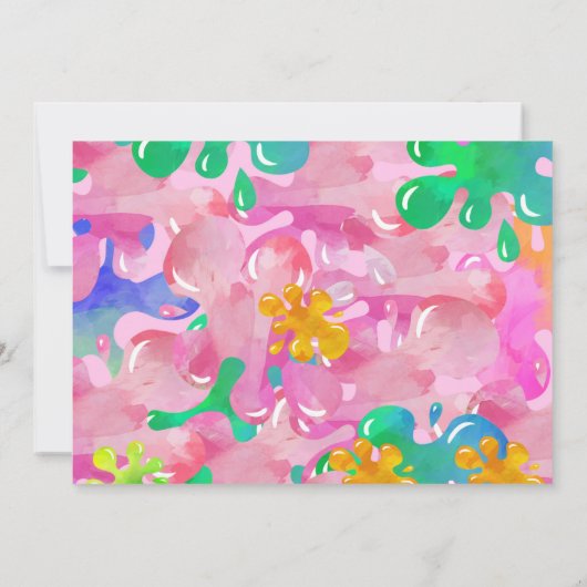 アートパーティーの絵画パーティーとフォトガール誕生日 招待状 (裏面)